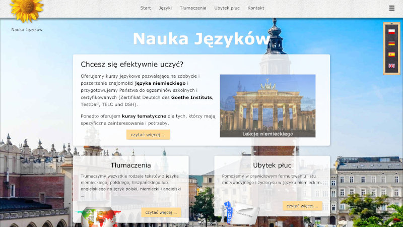 Website Nauka Języków in different screenshots with different media